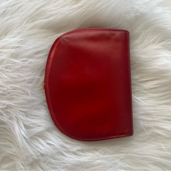 Vintage Gucci Red Leather Dome Lilypad Wallet Small Clutch Rare - Picture 2 of 16
